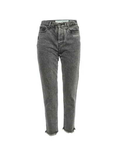 Pre-owned Off-white Raw-edge Skinny Jeans In Gray