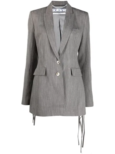 Off-white Logo-print Single-breasted Blazer In Grey