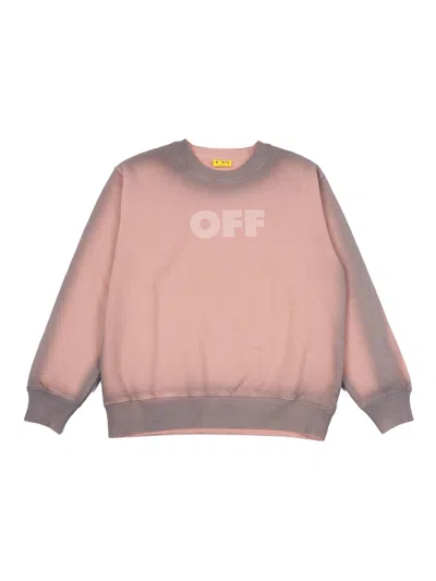 Off-white Off White Garment Dyed Spray Crew Rose Pink Soft In Animal Print