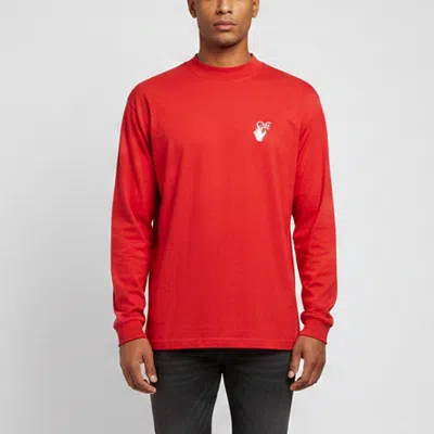 Pre-owned Off-white Red Pascal Arrows Print Cotton Knit Mock Neck T-shirt M