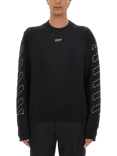 Off-white Regular Fit Logo T-shirt For Men In Black