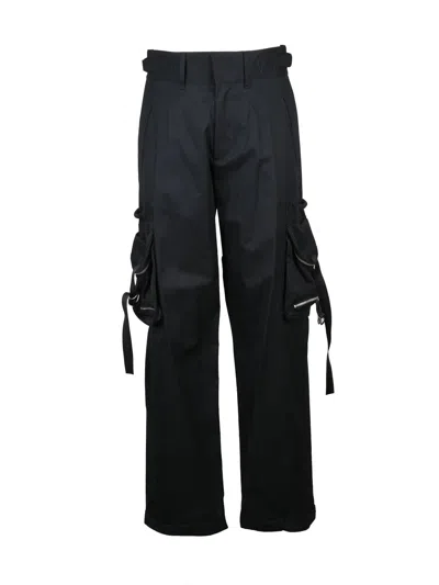 Off-white Relaxed Fit Black Cargo Pants With High Waist And Multiple Pockets