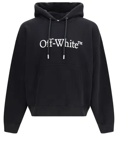 Off-white Relaxed Fit Cotton Hoodie With Front Logo Print In Multi