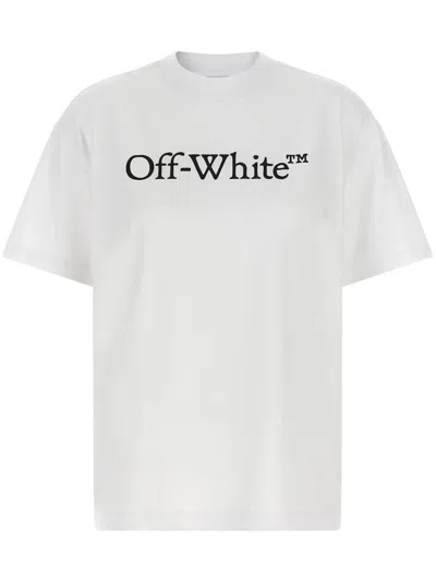 Off-white Relaxed Fit Cotton Tee With Oversized Logo In White