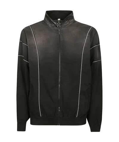 Off-white Relaxed Garment Dyed Track Jacket In Black