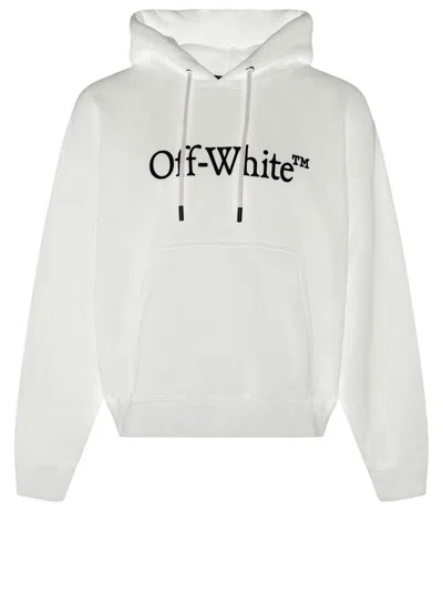Off-white Relaxed-fit Cotton Hoodie With Iconic Logo Print In White