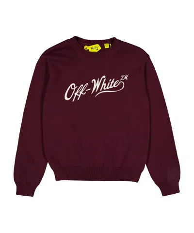 Off-white Retro Knitted Sweater In Burgundy