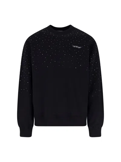 Off-white Rhinestone Logo Sweatshirt In Black