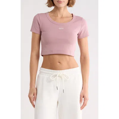 Off-white Ribbed Crop T-shirt In Pink