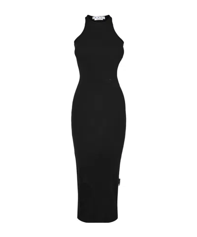 Off-white Ribbed Dress In Black