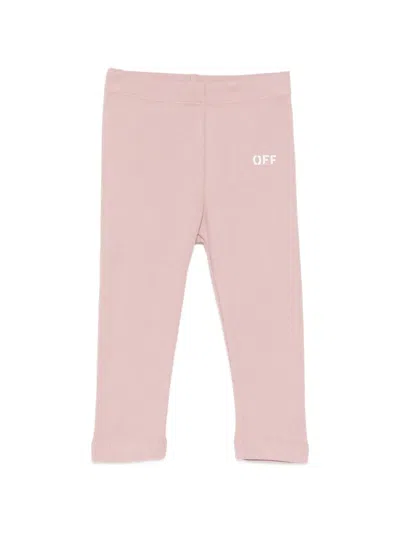 Off-white Babies' Ribbed Logo-print Trousers In Pink