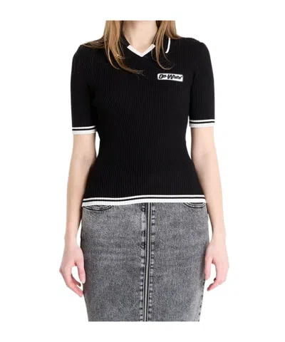 Off-white Ribbed Short-sleeve Top In Animal Print