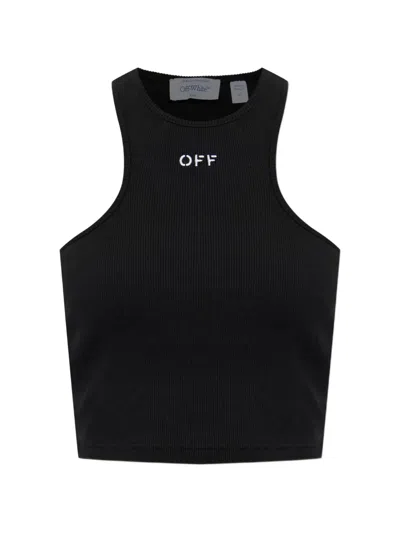 Off-white Ribbed Sleeveless Top In Black