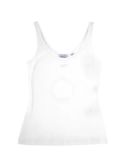 Off-white Ribbed-knit Cut-out Top In White