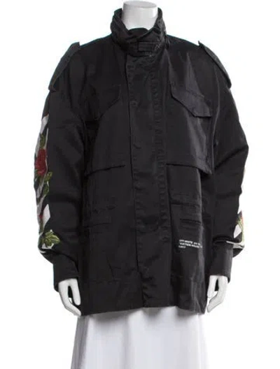 Pre-owned Off-white Rose Arrow Utility Jacket Graphic Print Utility Jacket In Black