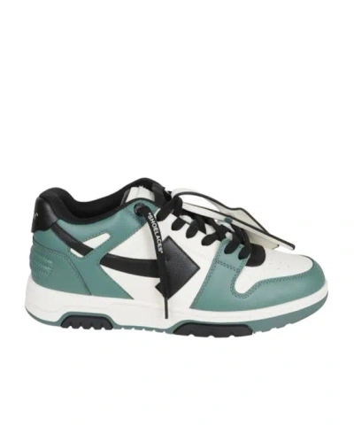 Off-white Round Toe Lace-up Sneakers In Green