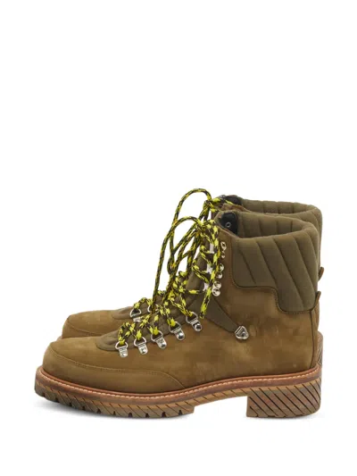 Pre-owned Off-white Round-toe Hiking Boots In Green