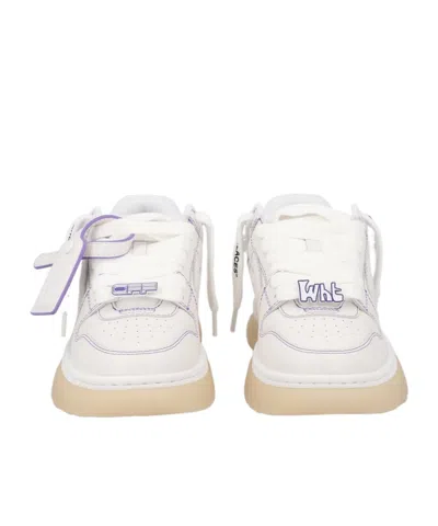 Off-white White Chunky Purple Accents Leather Sneakers