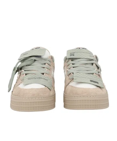 Off-white Round-toe Sneakers In Green