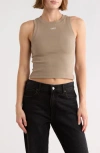 Off-white Fitted Ribbed Crop Tank