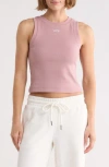 Off-white Row Cotton Blend Ribbed Tank In Pink