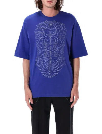 OFF-WHITE ROYAL BLUE LOGO T-SHIRT