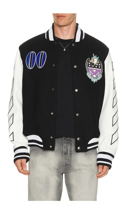 Off-white Royal Jewels Wool Varsity Jacket In Black