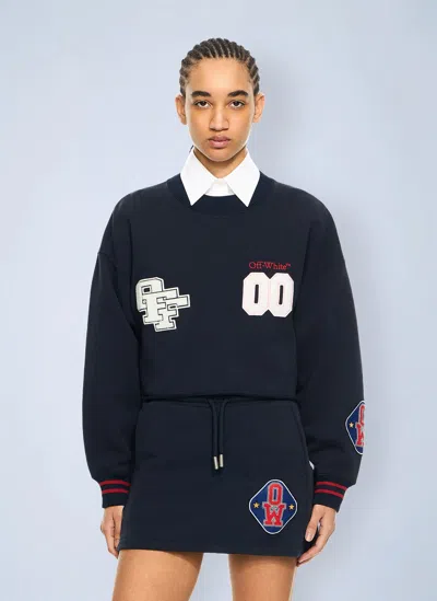 Off-white Royal Patch Crop Sweatshirt In Blue