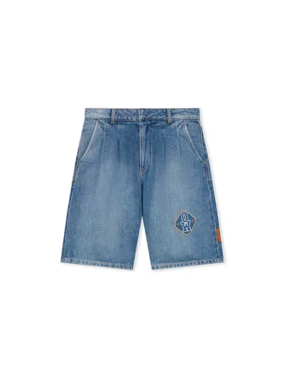 Off-white Royal Patch Denim Bermuda Shorts In Blue