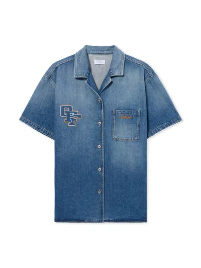 Off-white Royal Patch Denim Dress In Blue