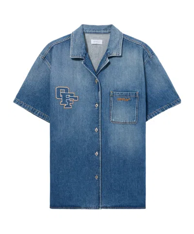 Off-white Royal Patch Short-sleeve Denim Dress