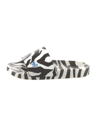 Pre-owned Off-white Rubber Animal Print Slides In Multi