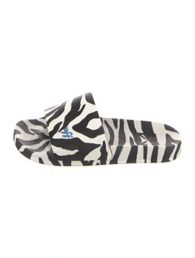 Pre-owned Off-white Rubber Animal Print Slides In White