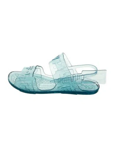 Pre-owned Off-white Rubber Graphic Print Sandals In Blue/clear