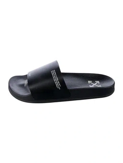 Pre-owned Off-white Rubber Graphic Print Slides In Black