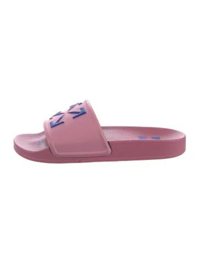 Pre-owned Off-white Rubber Graphic Print Slides In Pink