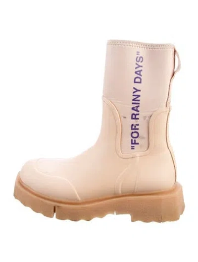 Pre-owned Off-white Rubber Printed Rain Boots In Pink