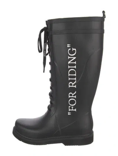 Pre-owned Off-white Rubber Riding Boots In Black