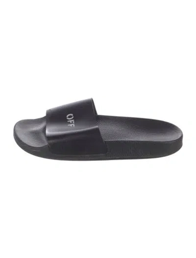 Pre-owned Off-white Rubber Slides In Black