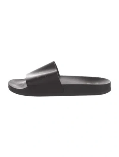 Pre-owned Off-white Rubber Slides In Black