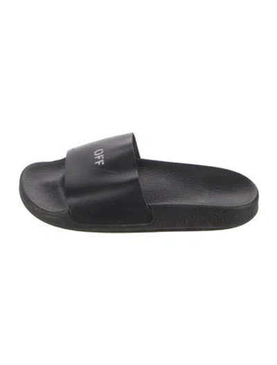 Pre-owned Off-white Rubber Slides In Black