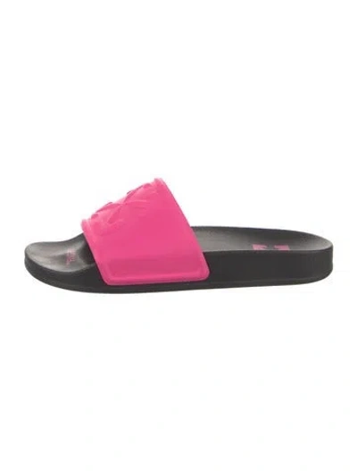 Pre-owned Off-white Rubber Slides In Pink