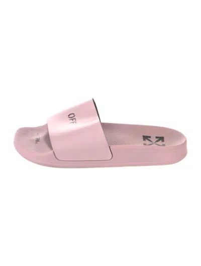 Pre-owned Off-white Rubber Slides In Pink