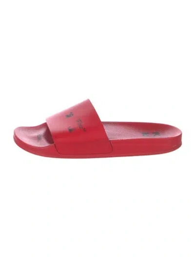 Pre-owned Off-white Rubber Slides In Red