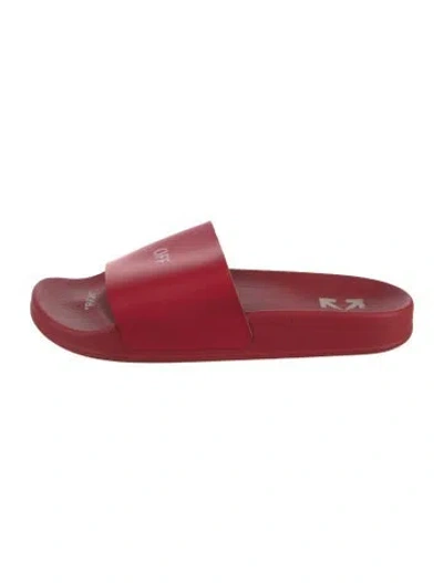 Pre-owned Off-white Rubber Slides In Red
