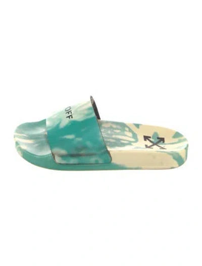 Pre-owned Off-white Rubber Tie-dye Print Slides In Blue