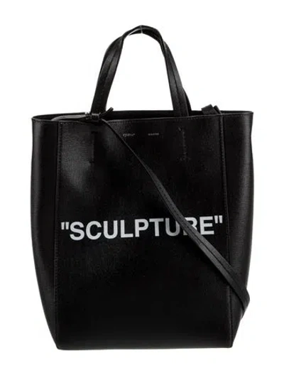 Pre-owned Off-white Saffiano Leather Top Handle Bag In Black