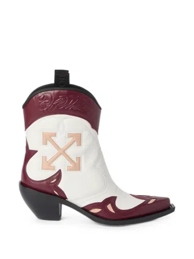 Off-white Santiag Arrows-patch Ankle Boots In Brown