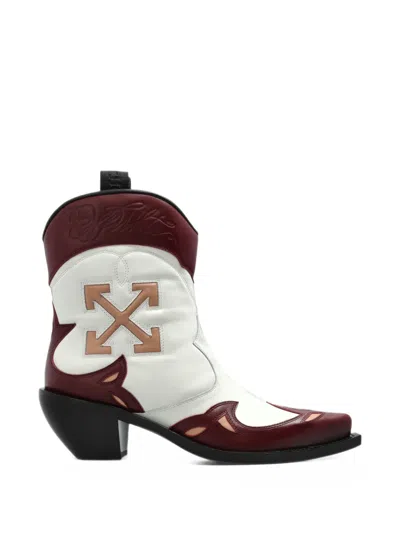 Off-white Santiag Leather Ankle Boots In Multi