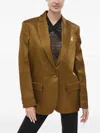 Off-white Satin Flap-pocket Blazer In Brown